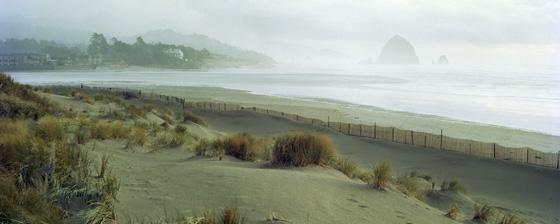 View to the south from Breaker Point of Cannon Beach and Haystack Rock.