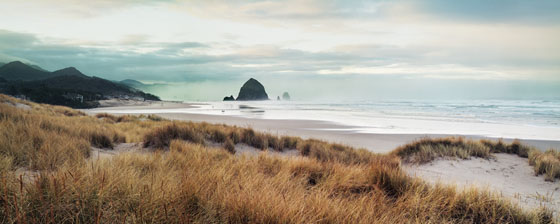 View to the south of Cannon Beach and Haystack Rock from Breaker Point