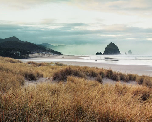 View to the south of Cannon Beach and Haystack Rock from Breaker Point