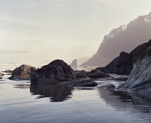 Early morning at Hug Point State Park on the Oregon coast Near Cannon Beach