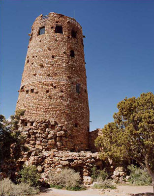 Stone hut overlooking Grand Canyon