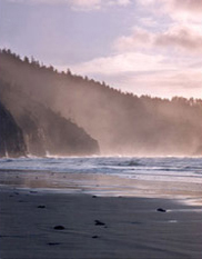 Late afternoon cliffs and surf at Cape Lookout