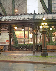 The original pergola at Pioneer Square before it was knocked down and rebuilt