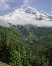 View of Mount Hood from Bald Mountain after an autumn snow.