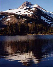 Mount Jefferson Rises from the shore of Russell Lake in Jefferson Park