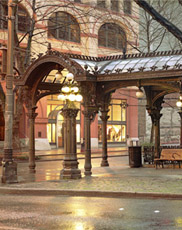 The original pergola at Pioneer Square before it was knocked down and rebuilt