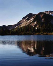 Mount Jefferson Rises from the shore of Russell Lake in Jefferson Park