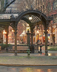 The original pergola at Pioneer Square before it was knocked down and rebuilt