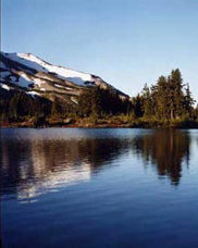 Mount Jefferson Rises from the shore of Russell Lake in Jefferson Park